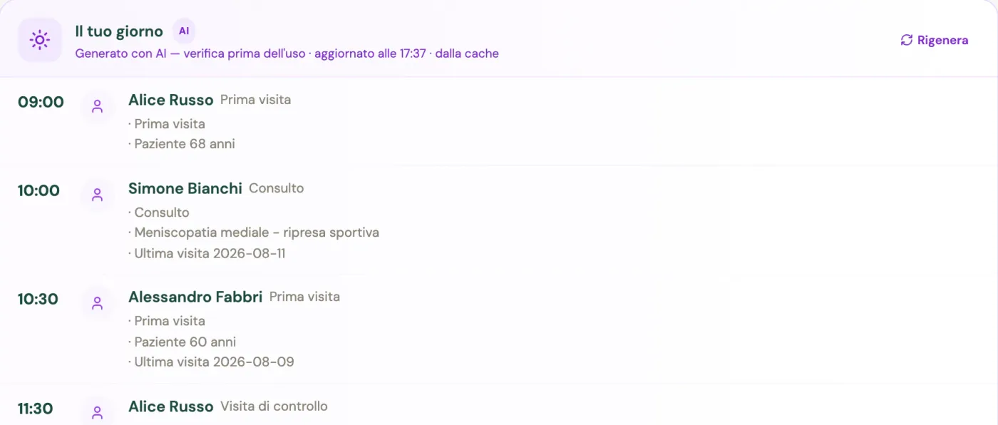 «Il tuo giorno» di SanovIA: per ogni paziente di oggi orario, tipo di visita e le informazioni utili prima di entrare